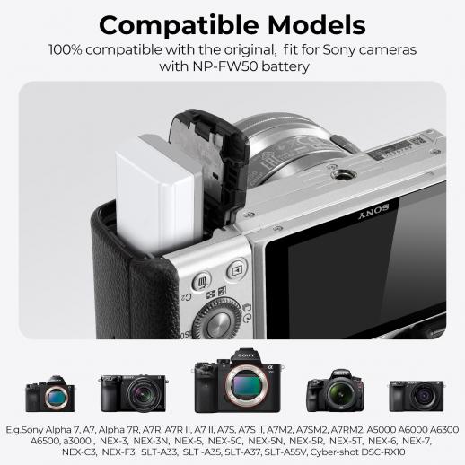 NP-FW50 Battery with Type-C Fast Charging for Sony ZV-E10, Alpha 7, A7, A7II, A7RII, A7SII, A7S, A7S2, A7R, A7R2, A5000, A6400, A6500, A6300, A6000, NEX-3, NEX-5, 1100mAh NP-FW50 Battery with Type-C Fast Charging for Sony ZV-E10, Alpha 7, A7, A7II, A7RII, A7SII, A7S, A7S2, A7R, A7R2, A5000, A6400, A6500, A6300, A6000, NEX-3, NEX-5, 1100mAh